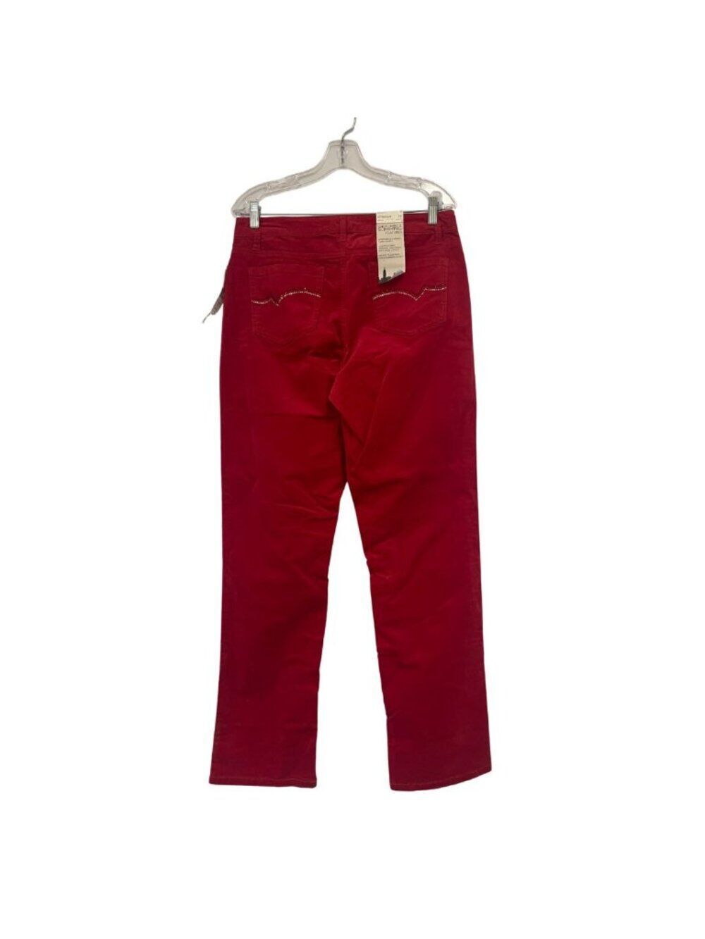 Jones New York Womens Velour Pants sz 12 Red Regular Lexington Straight NWT - Picture 2 of 14